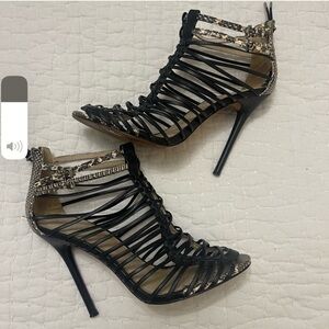 L.A.M.B. Black Strappy Sandal for Women